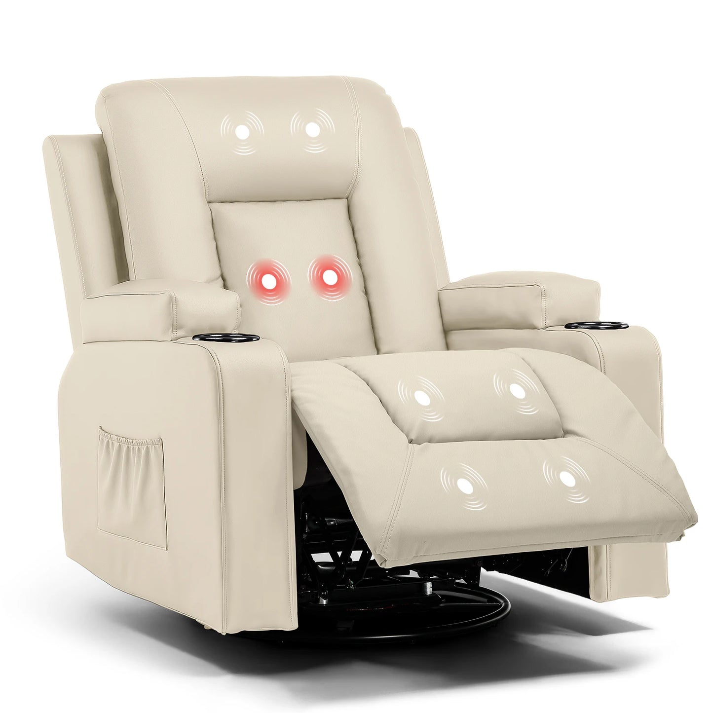 Comhoma PU Leather Recliner Chair With Cup Holders And Pockets