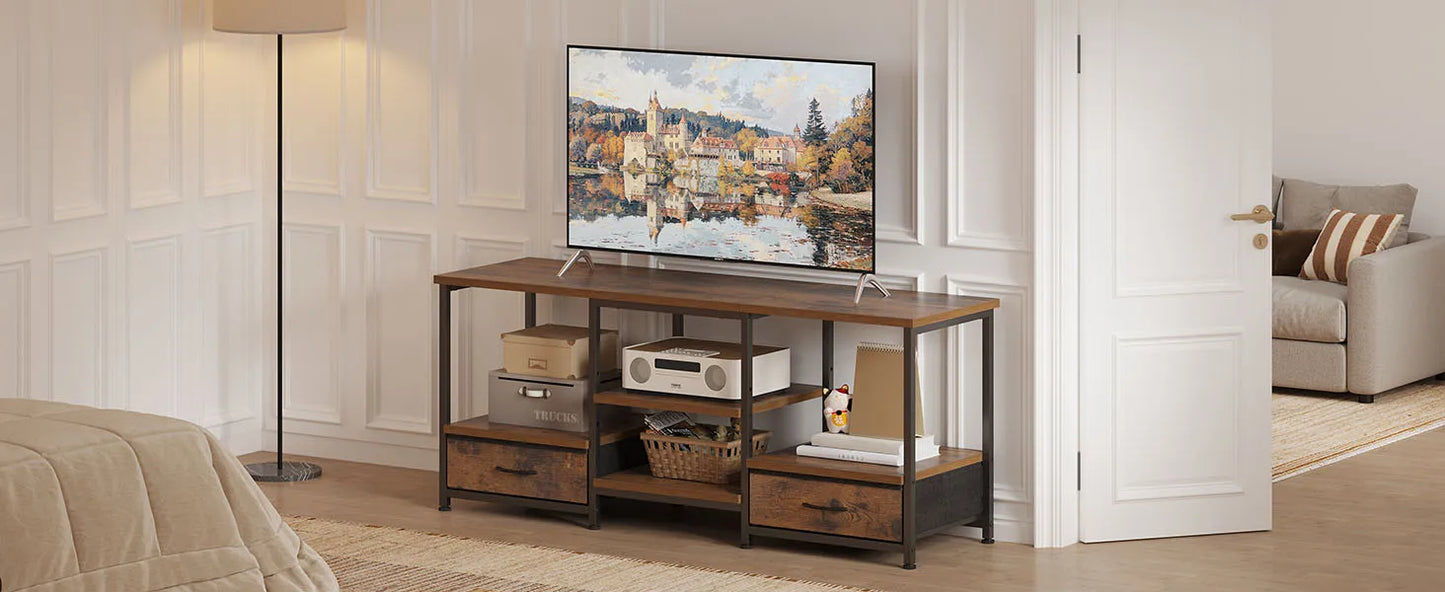 JHK Wooden TV Stand Entertainment Center With Storage