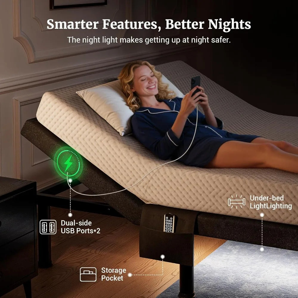 Tami T600 Split King Adjustable Bed Frame With Massage Remote