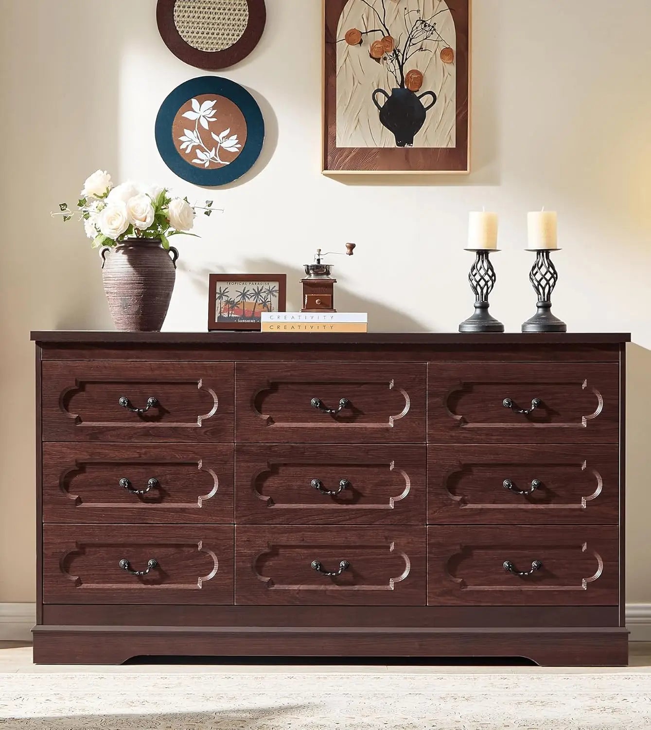 Farmhouse Cherry Wood Dresser Chest Of Drawers Rustic Style