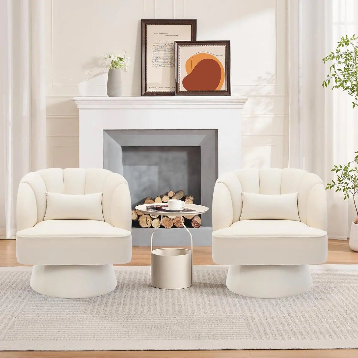Acekool 360 Degree Swivel Barrel Accent Chair With Plush Velvet