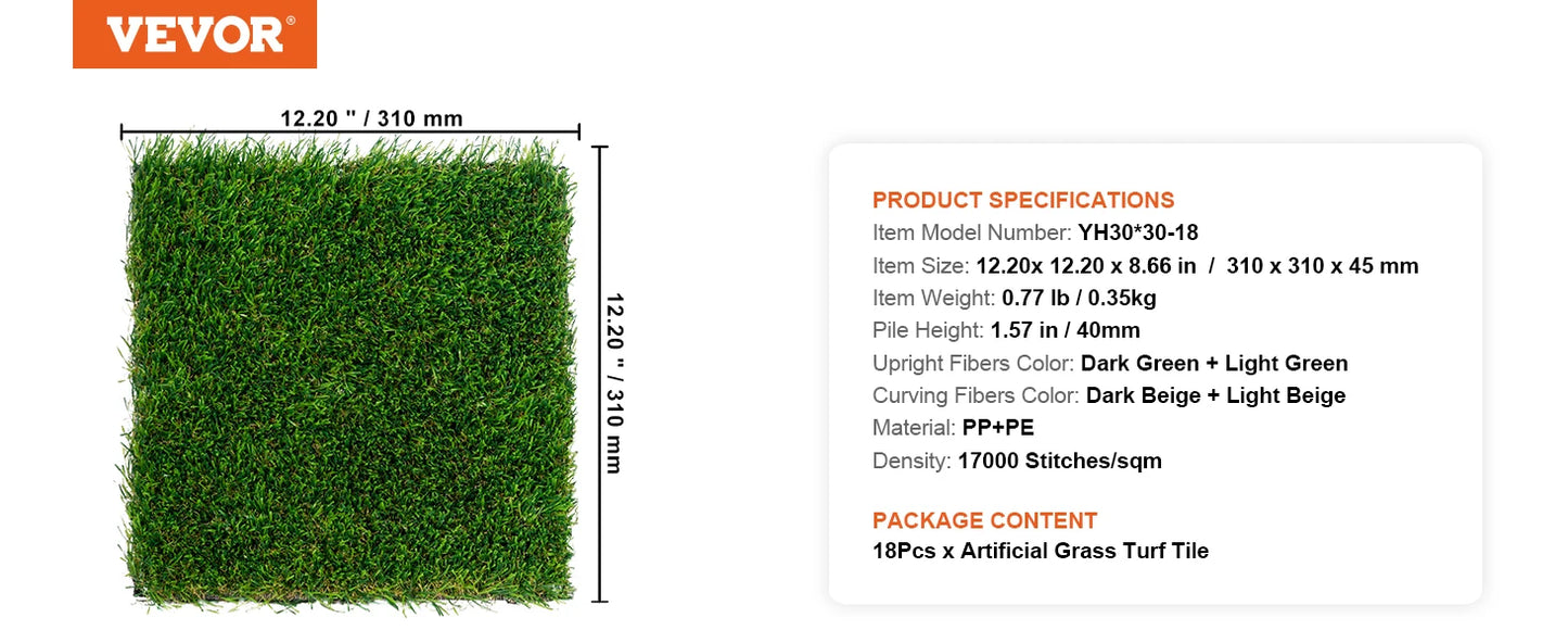 SucceBuy Artificial Grass Rug Outdoor Turf Door Mat Drainage Holes