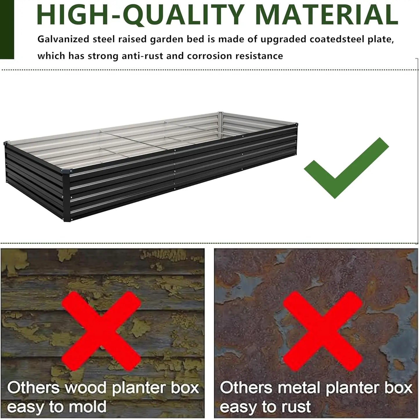 Galvanized Steel Raised Garden Bed Kit for Vegetables and Herbs