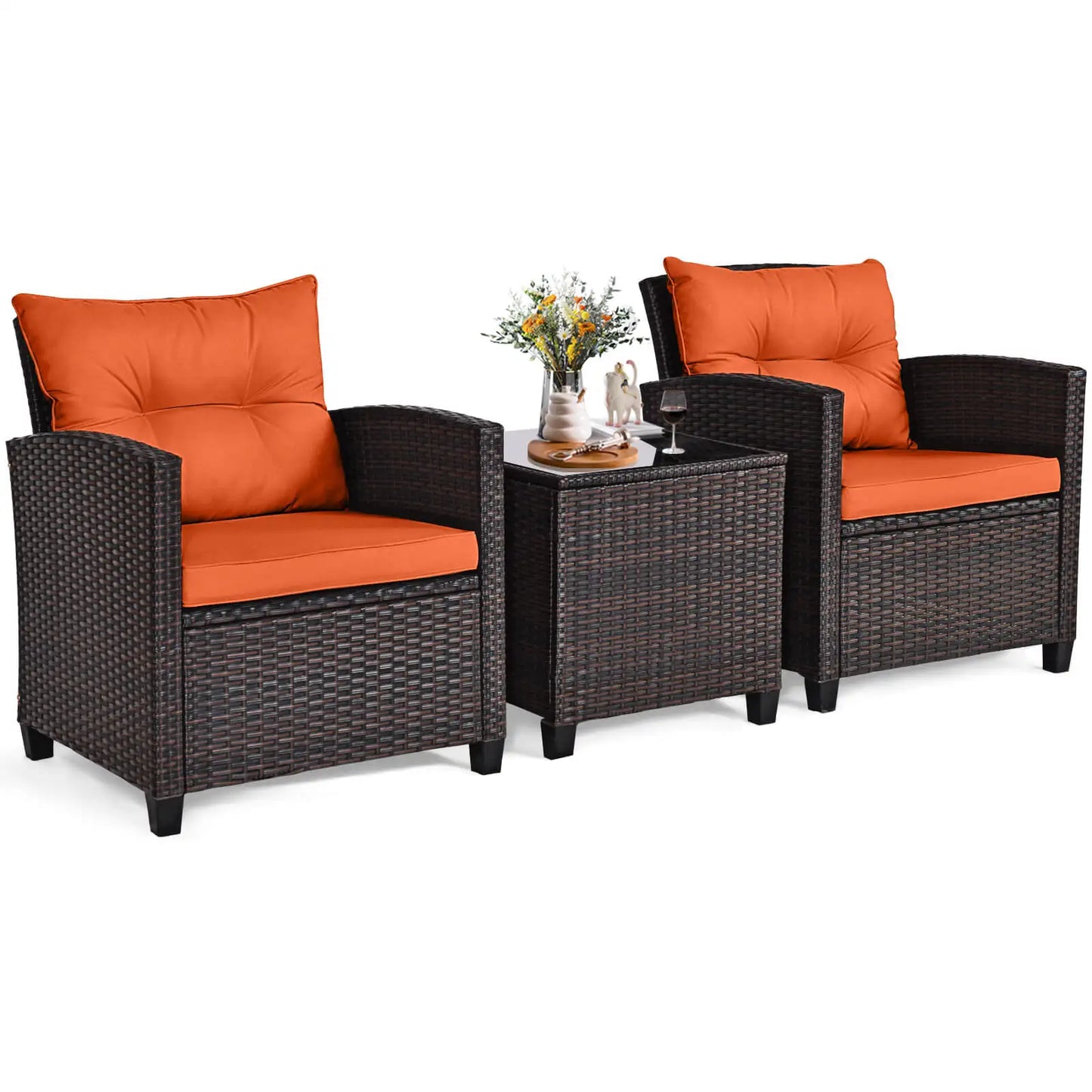 HOMASIS 3-Piece Patio Rattan Sofa Set