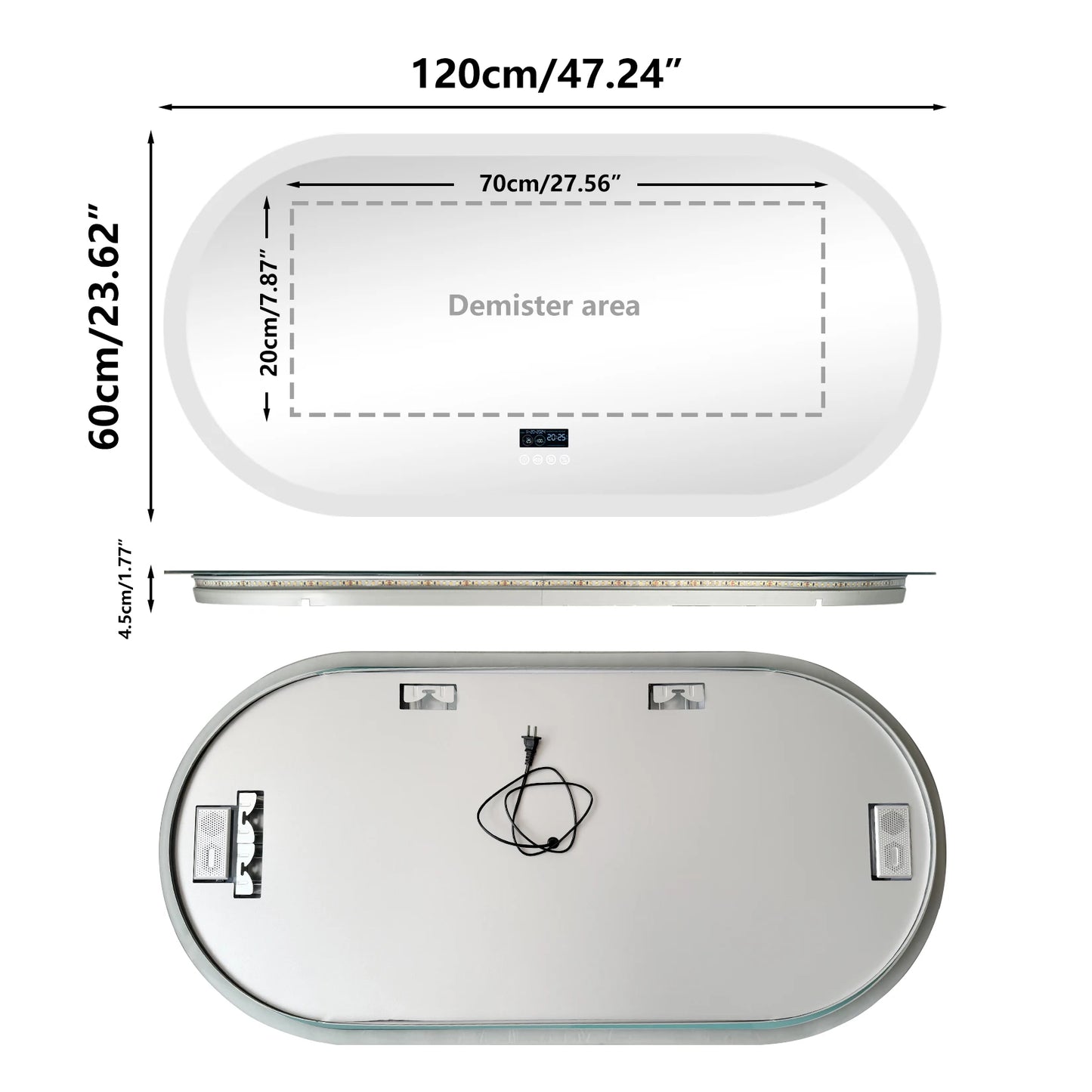 LUVODI Lighted Bluetooth Bathroom Mirror Time Date Display Anti Fog