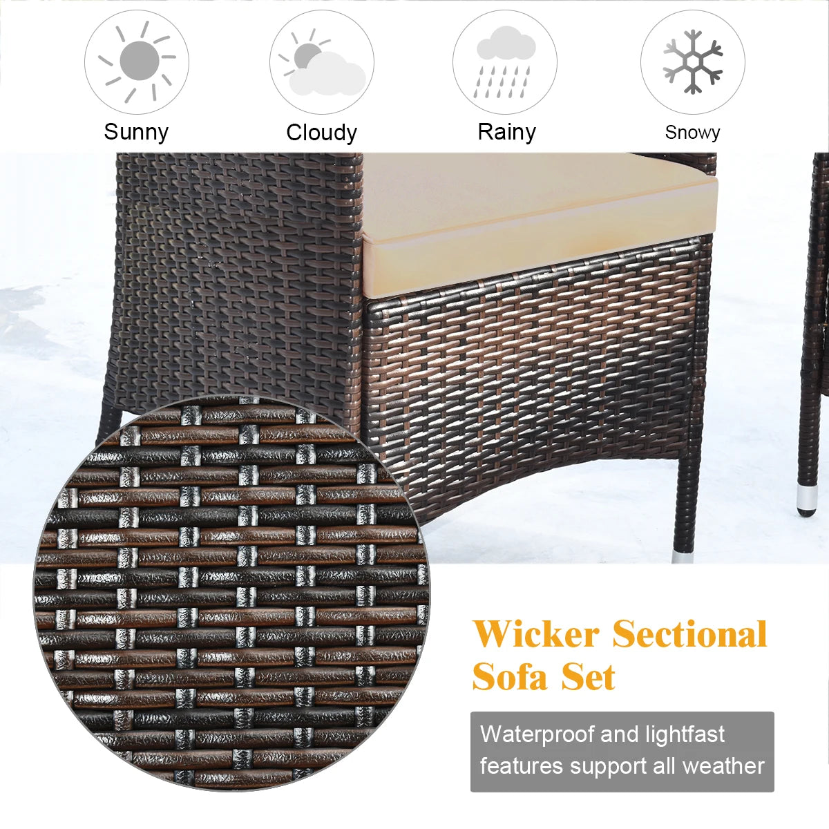 HOMASIS 4 Piece Rattan Patio Furniture Set With Cushioned Seating