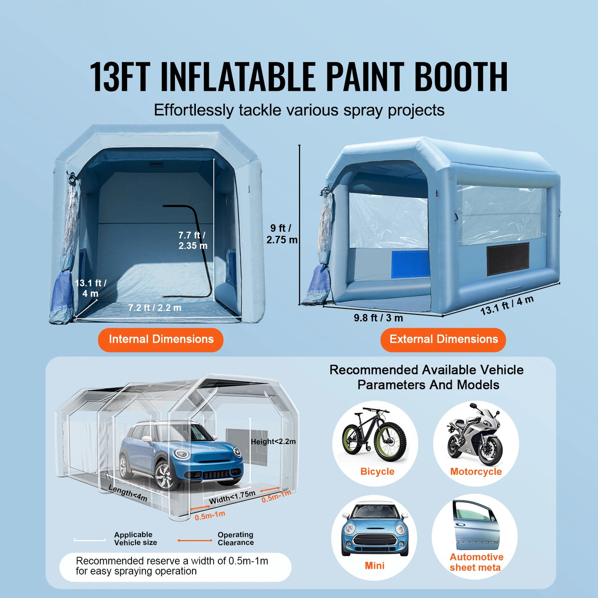 Inflatable Paint Booth With Powerful Blowers And Air Filter System