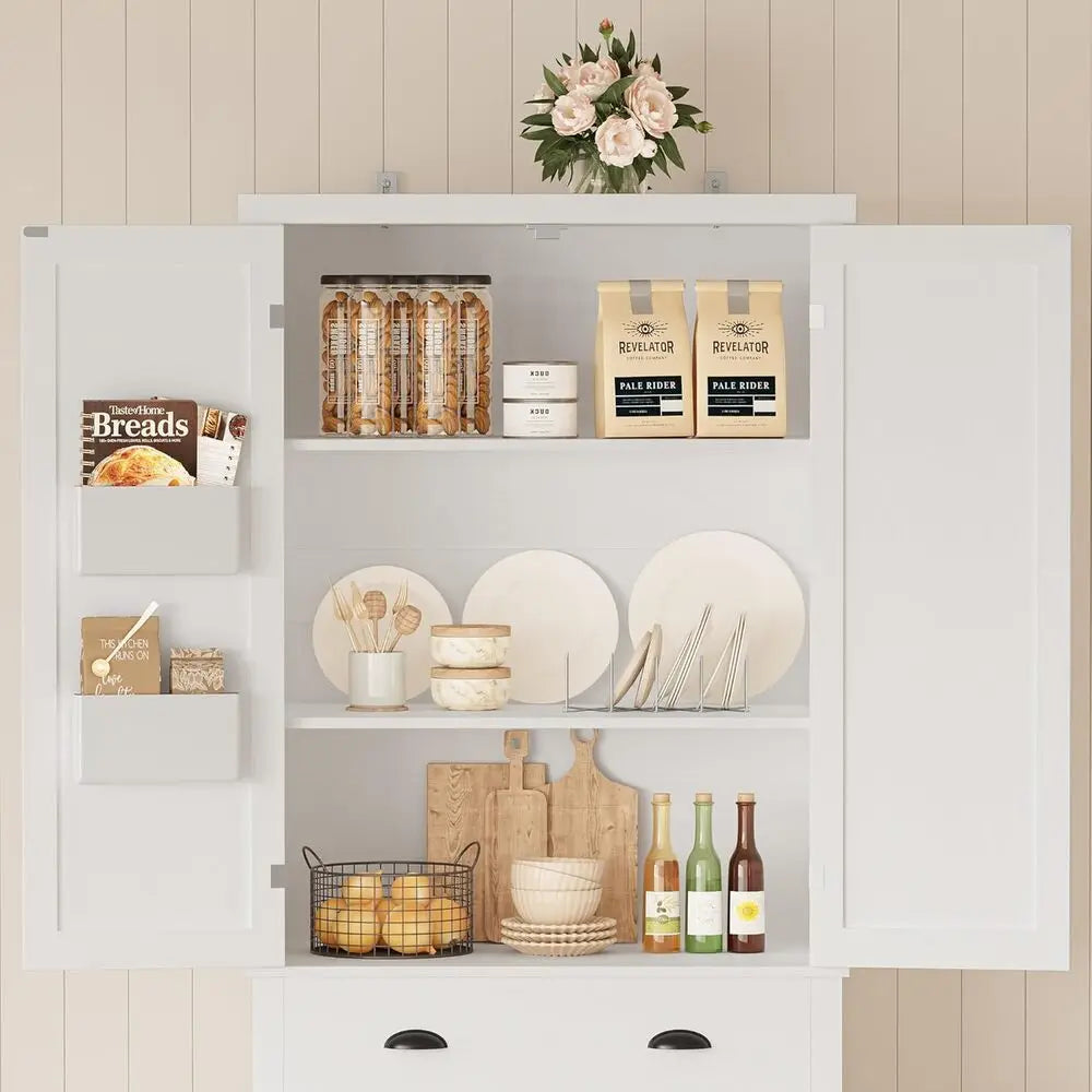 Ironck Kitchen Pantry Storage Cabinet Freestanding With Barn Doors