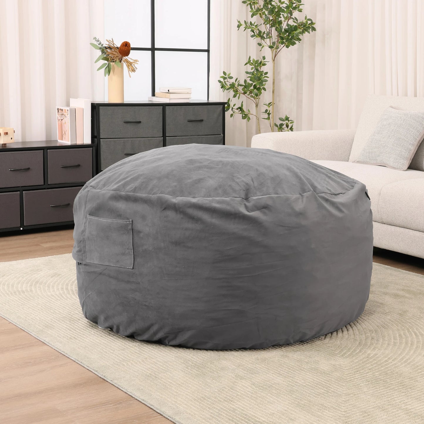 Bean Bag Chair With Removable Washable Cover For Living Room