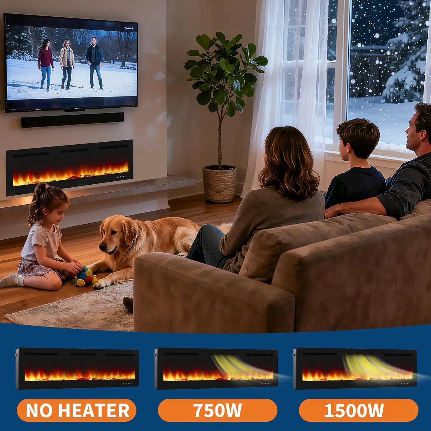 Electric Fireplace Insert With Remote, 3 Heat Modes, 12 Colors