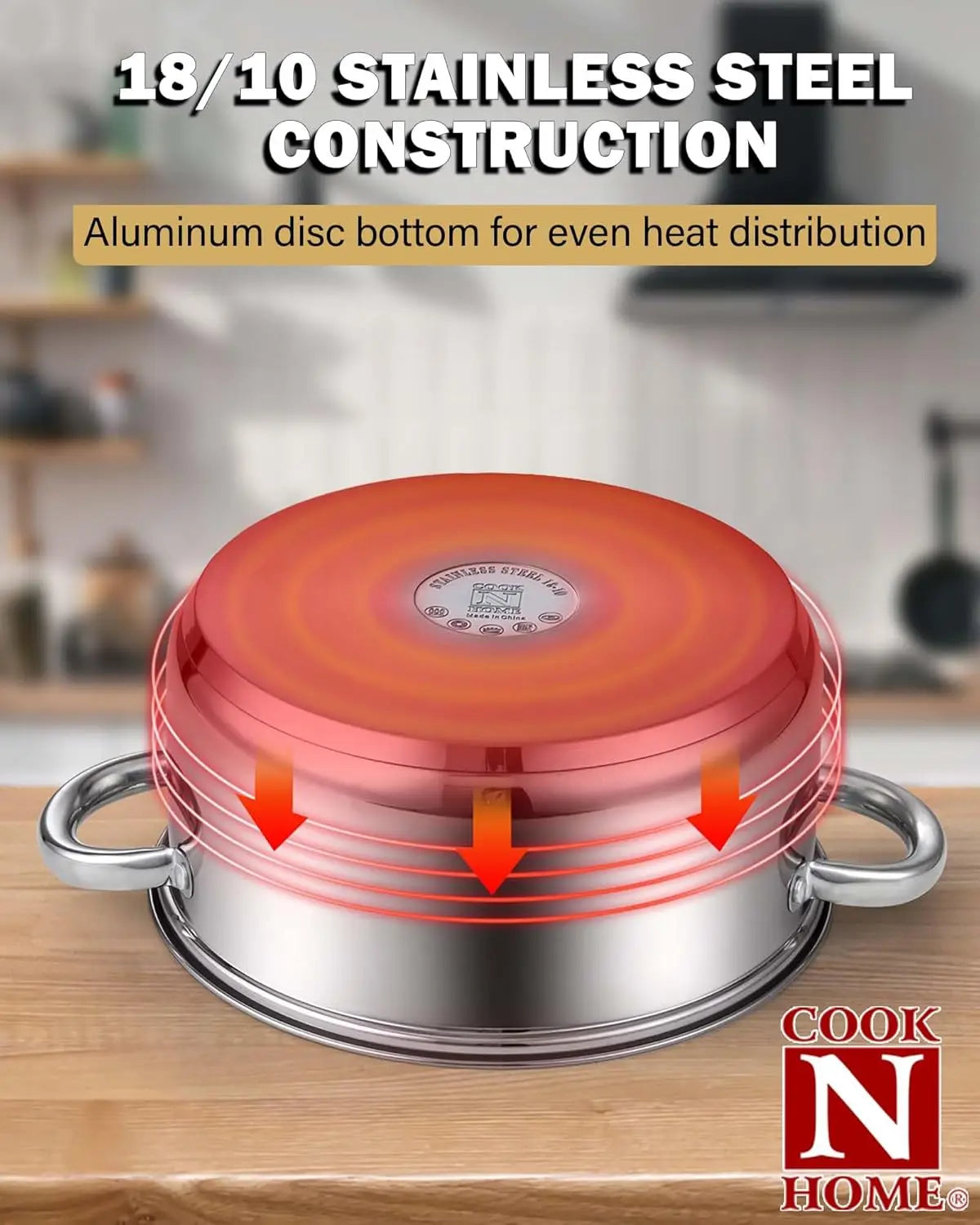 Stainless Steel Stock Pot Set With Glass Lids For Induction