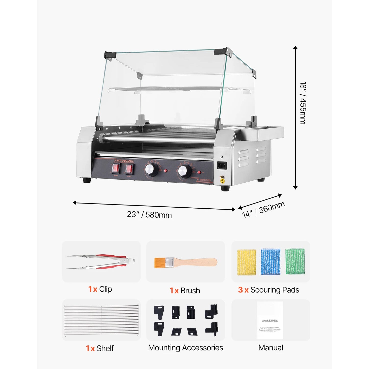 VEVOR Hot Dog Roller With Dual Temperature Control