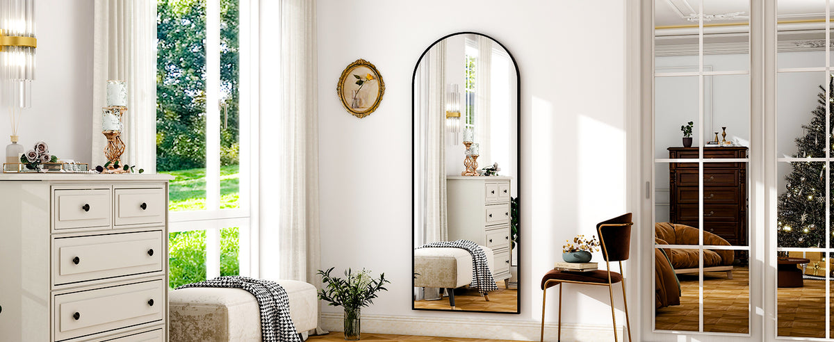 HARRITPURE Floor Mirror With Aluminum Frame For Living Room
