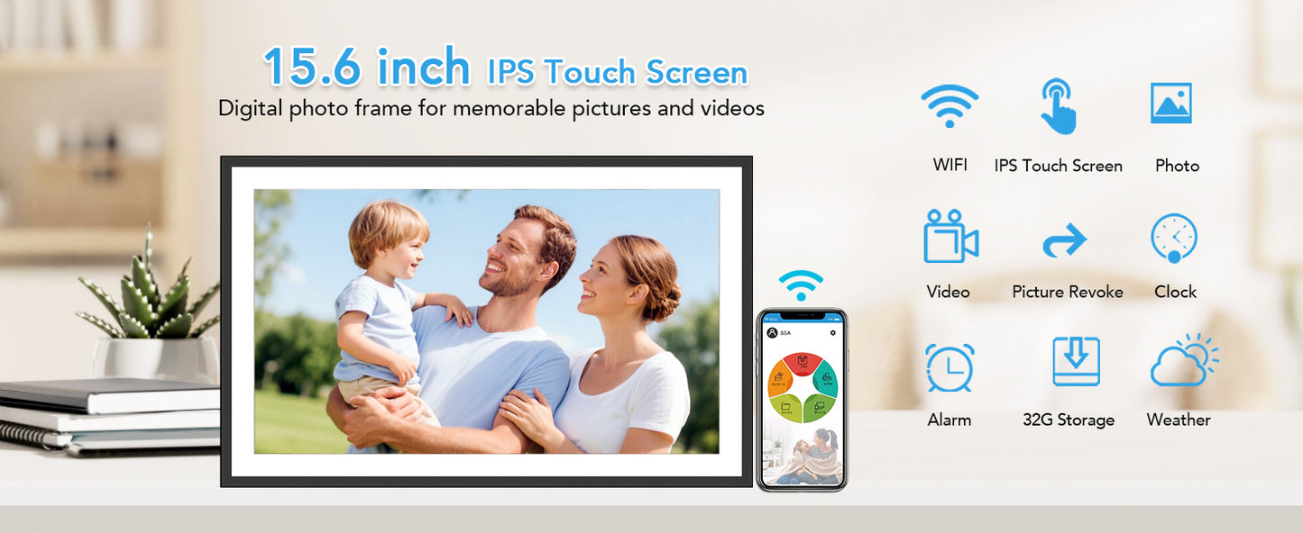 SSA 32GB WiFi Digital Photo Frame Full HD Touch Screen