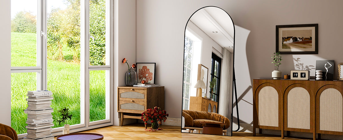 HARRITPURE Floor Mirror With Aluminum Frame For Living Room