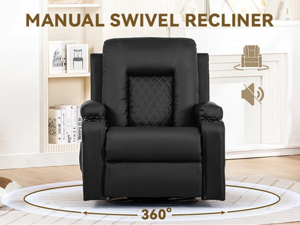 Comhoma PU Leather Recliner Chair With Cup Holders And Pockets