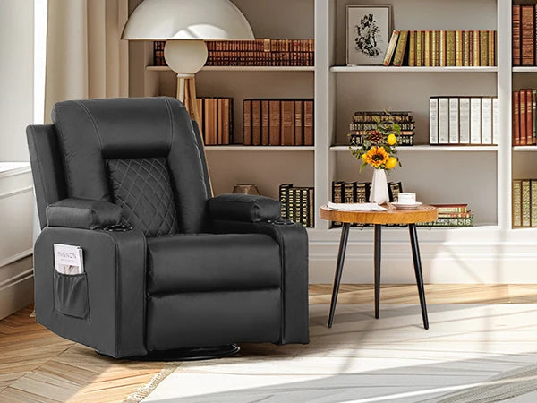 Comhoma PU Leather Recliner Chair With Cup Holders And Pockets