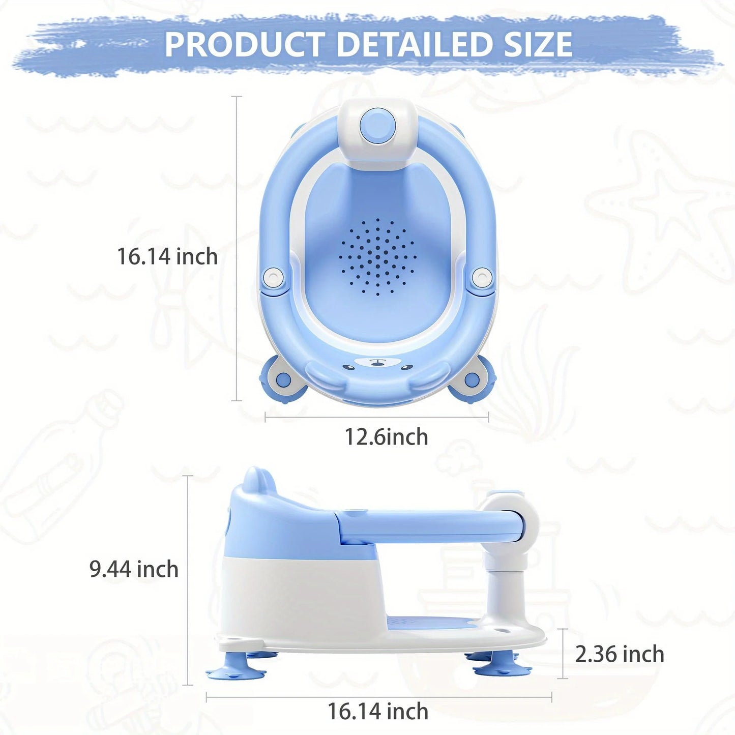 Baby Bath Seat Non Slip Infant Tub Chair With Suction