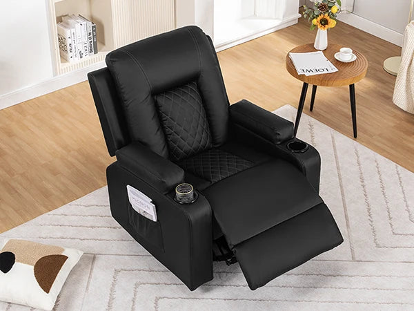 Comhoma PU Leather Recliner Chair With Cup Holders And Pockets