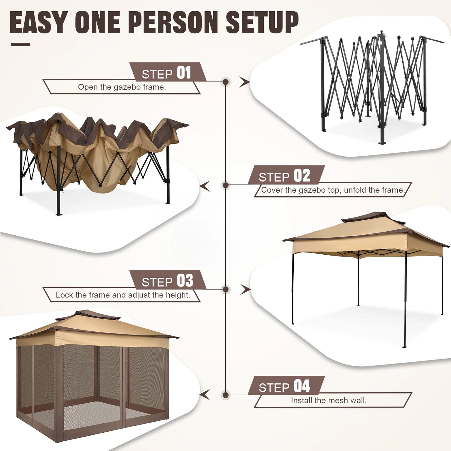 Tooluck Pop Up Gazebo With Mosquito Netting Outdoor Canopy Tent