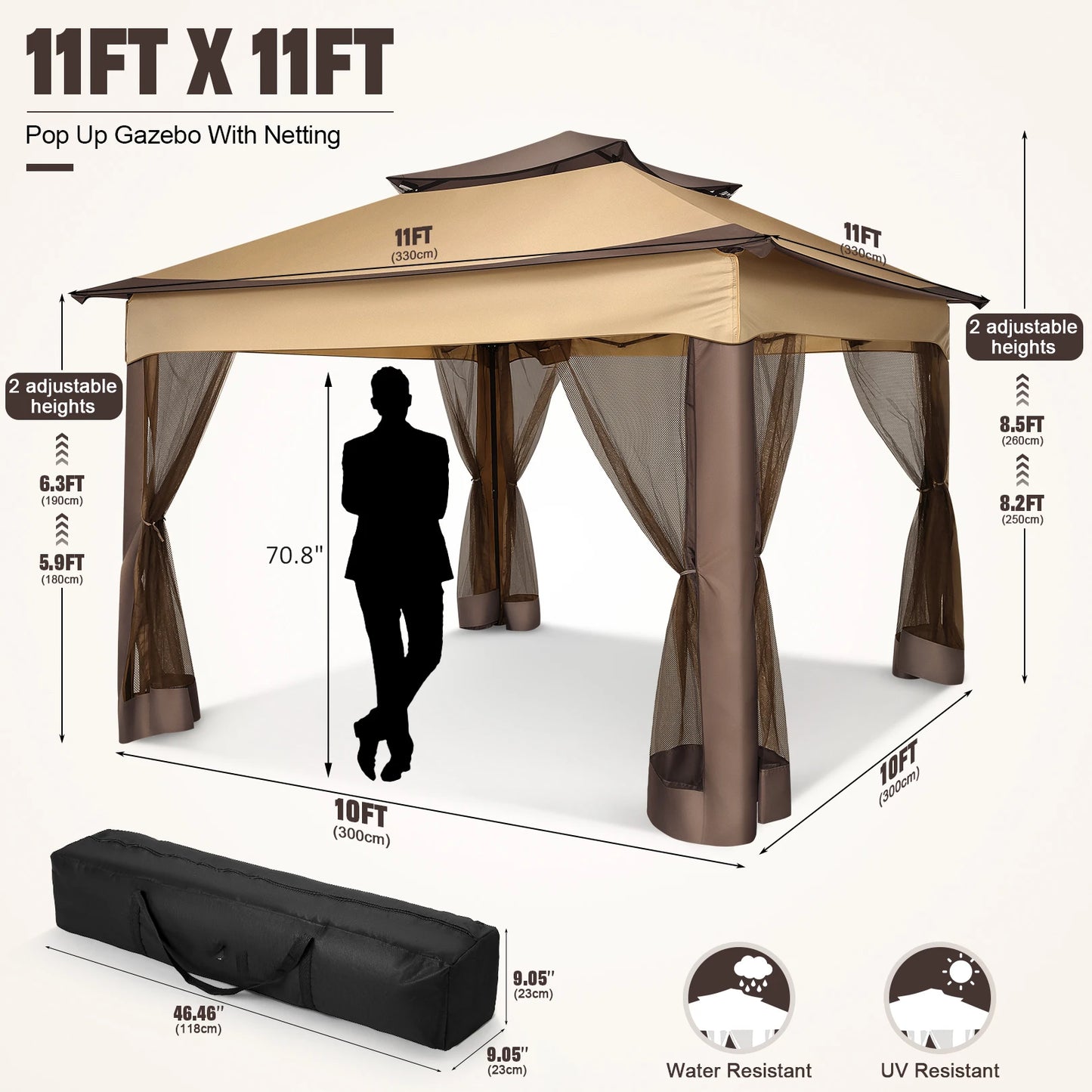 Tooluck Pop Up Gazebo With Mosquito Netting Outdoor Canopy Tent