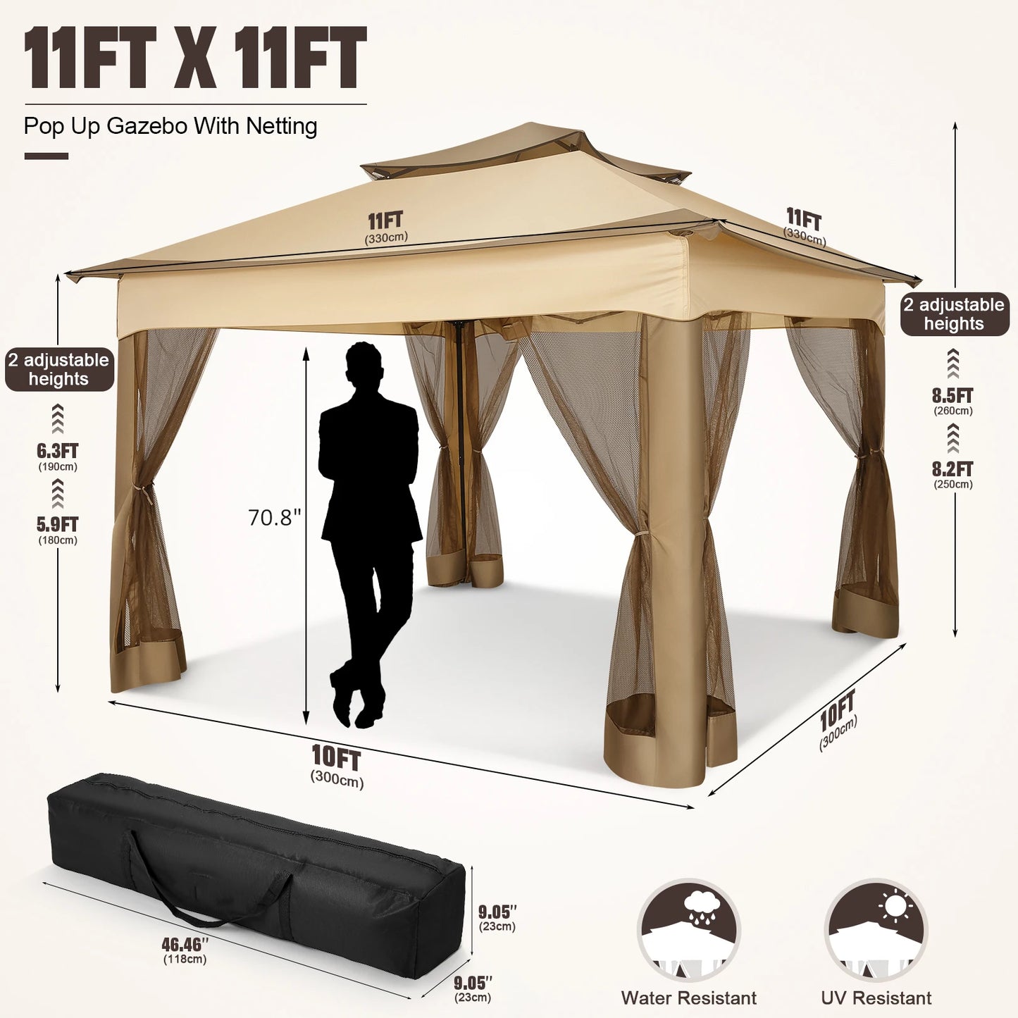 Tooluck Pop Up Gazebo With Mosquito Netting Outdoor Canopy Tent