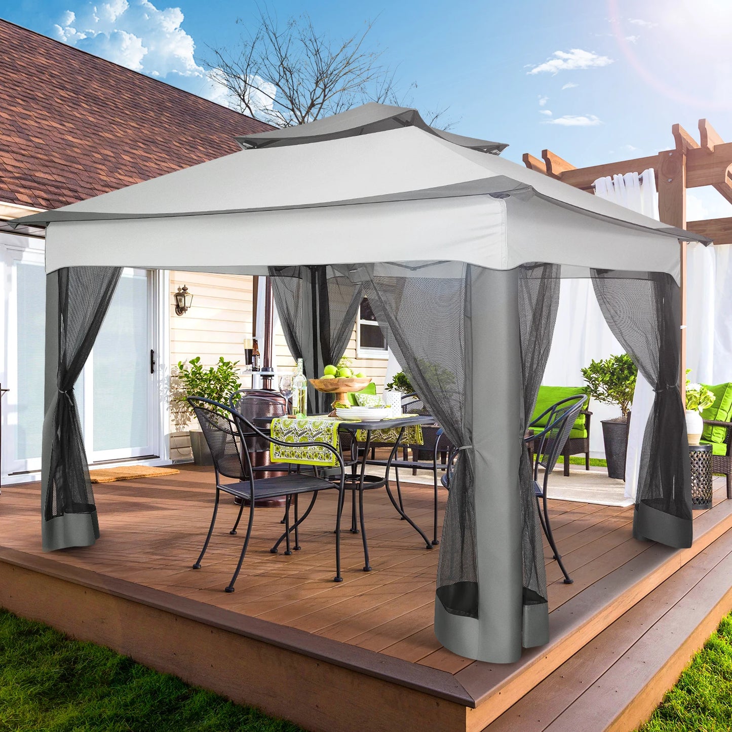 Tooluck Pop Up Gazebo With Mosquito Netting Outdoor Canopy Tent
