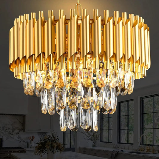 Three Tier K9 Crystal Chandelier Modern Finish For Dining Room