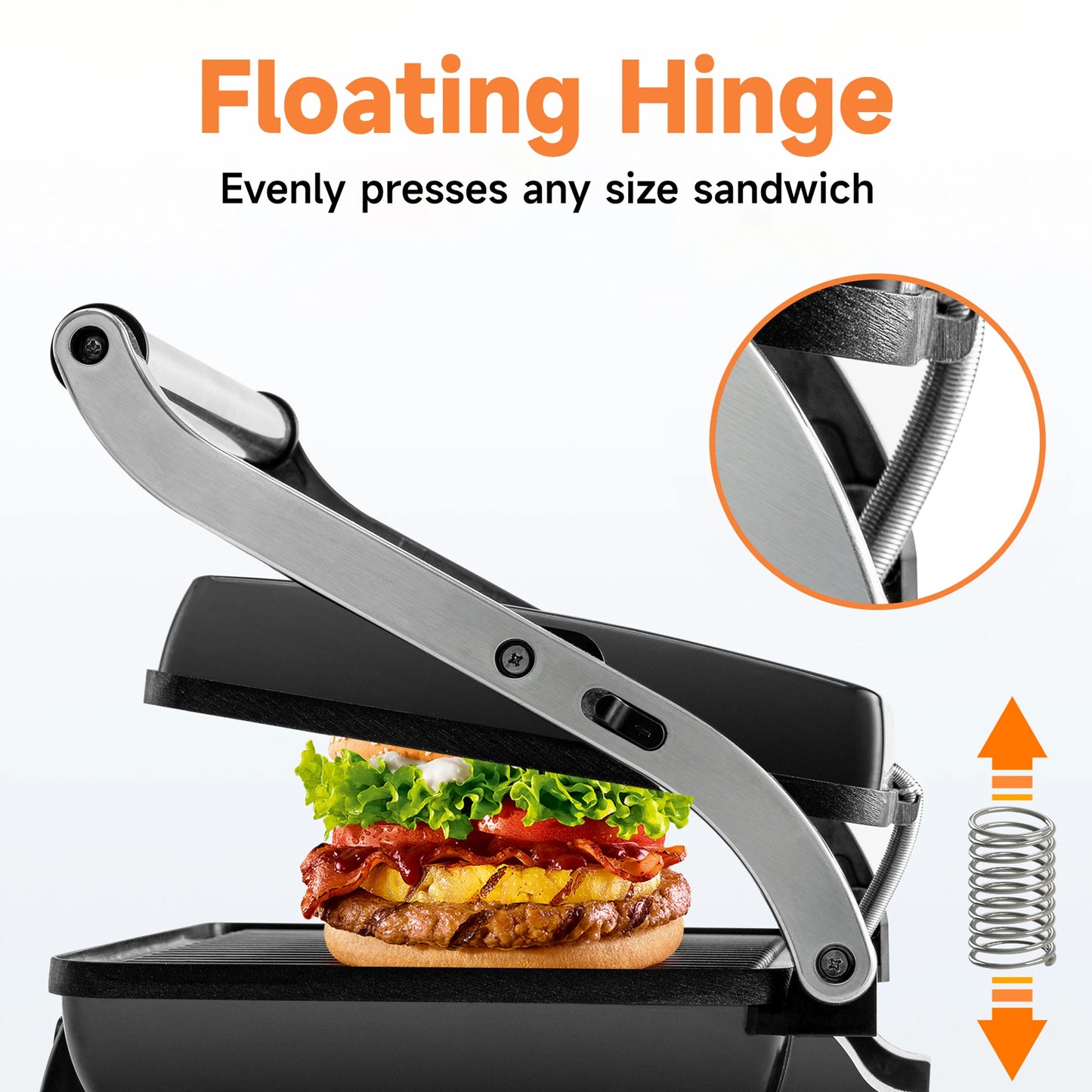 Suslas Electric Panini Press Griddle 4-Slice Non-Stick Sandwich Maker
