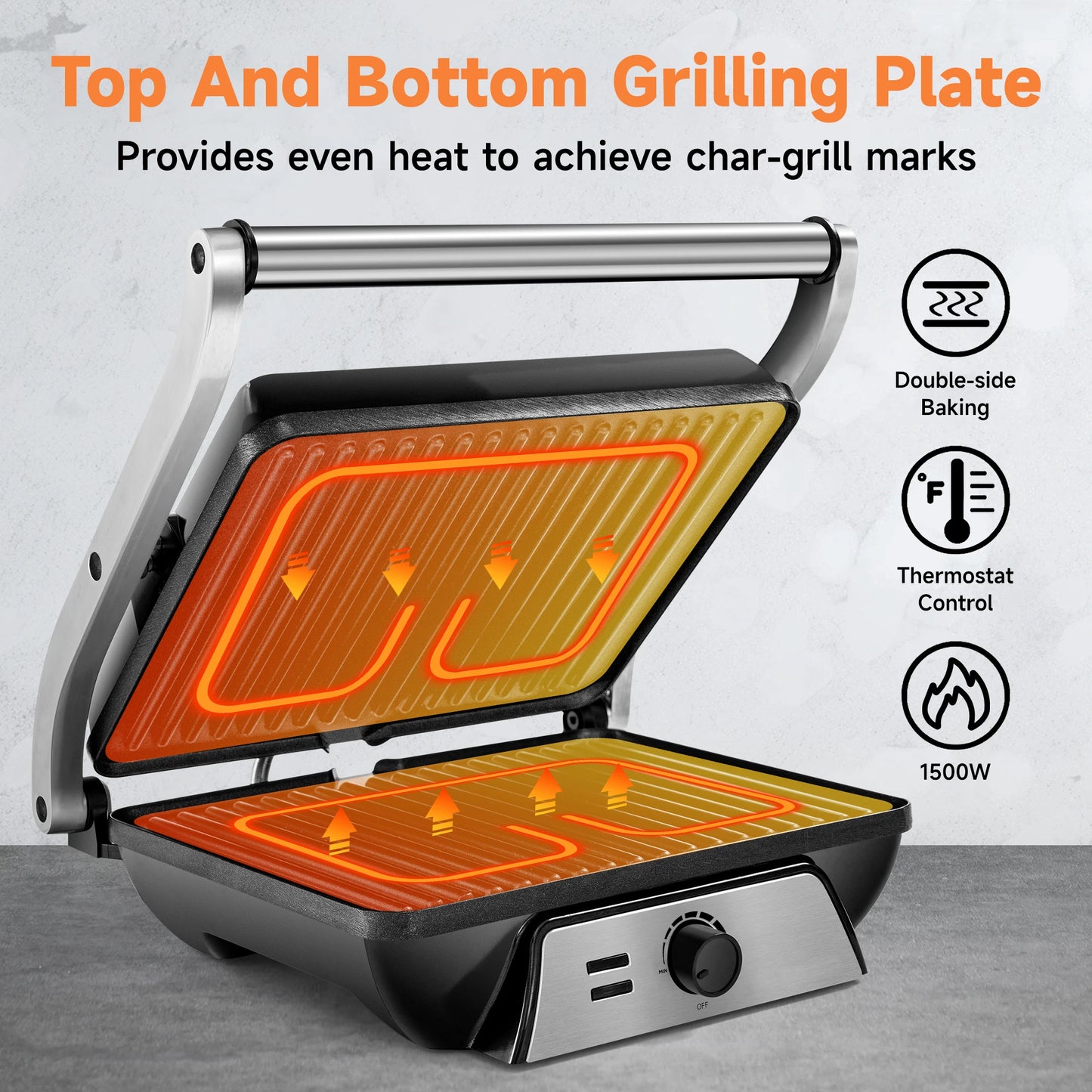 Suslas Electric Panini Press Griddle 4-Slice Non-Stick Sandwich Maker