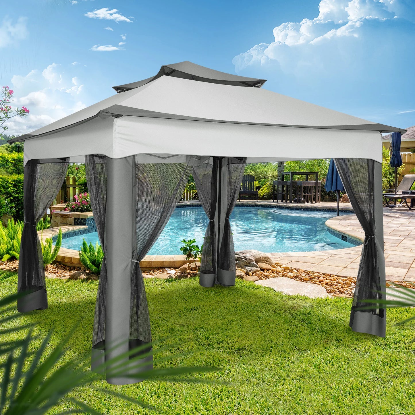Tooluck Pop Up Gazebo With Mosquito Netting Outdoor Canopy Tent