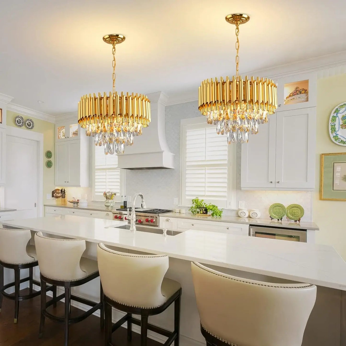 Three Tier K9 Crystal Chandelier Modern Finish For Dining Room