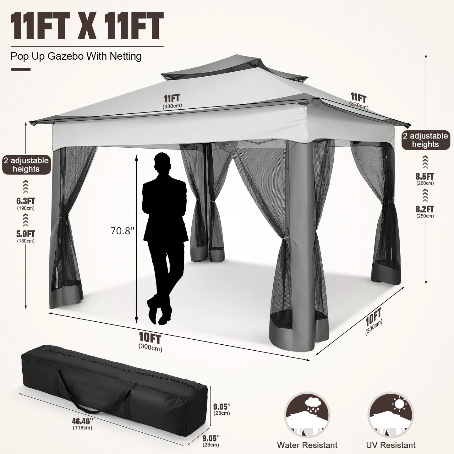 Tooluck Pop Up Gazebo With Mosquito Netting Outdoor Canopy Tent