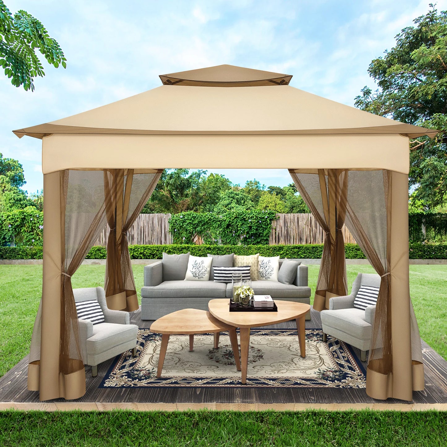 Tooluck Pop Up Gazebo With Mosquito Netting Outdoor Canopy Tent
