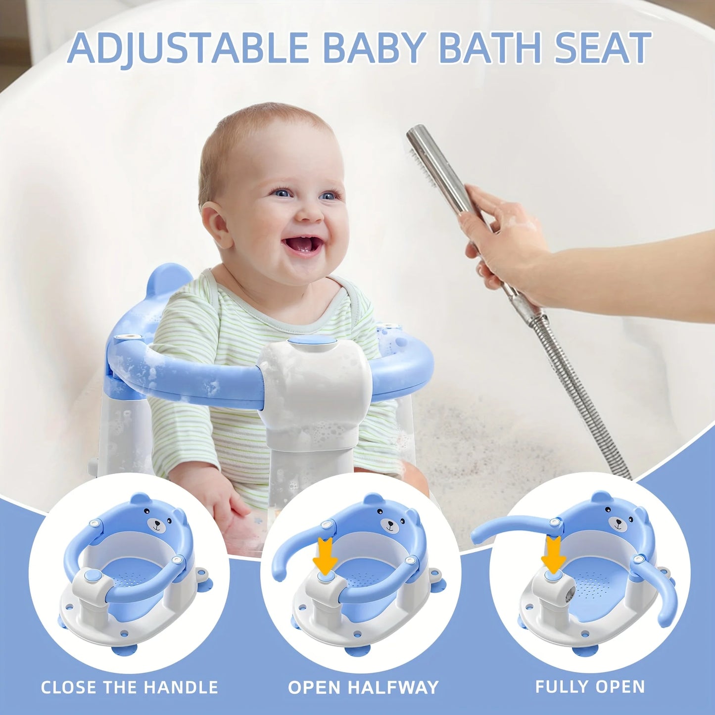 Baby Bath Seat Non Slip Infant Tub Chair With Suction