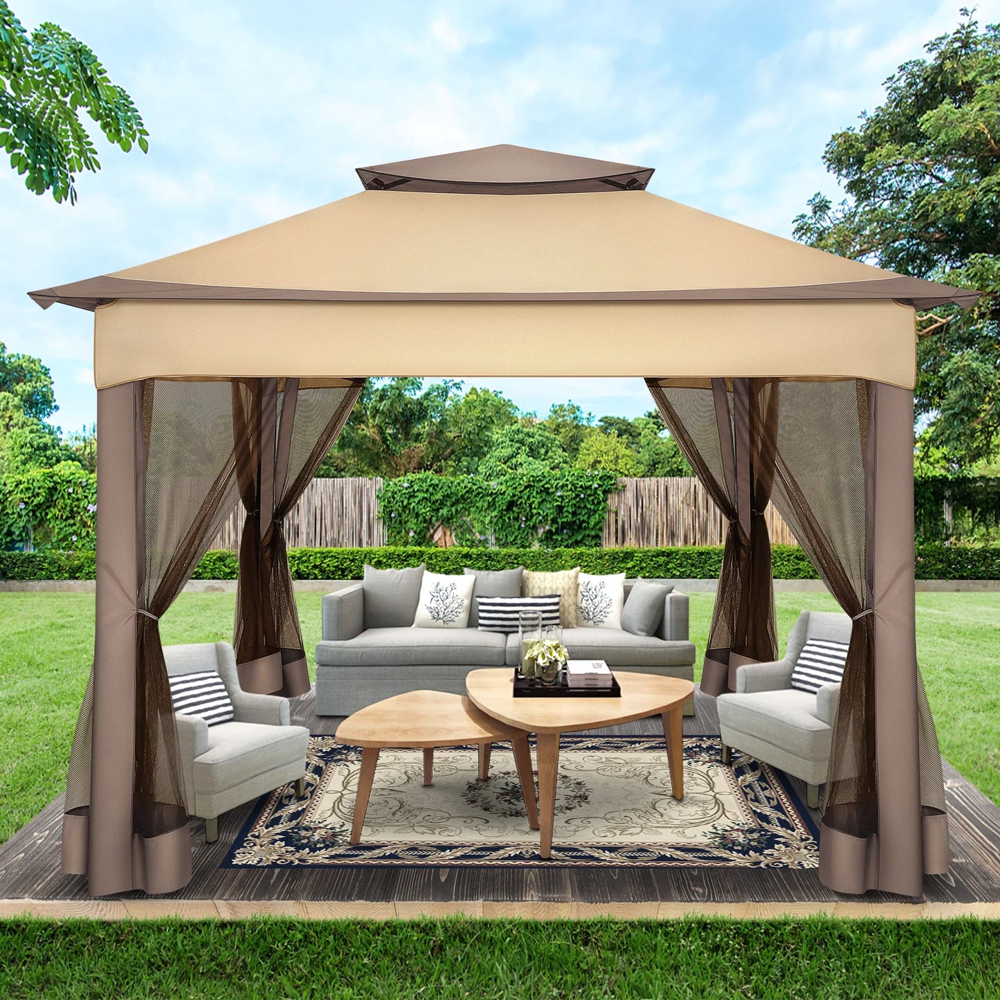 Tooluck Pop Up Gazebo With Mosquito Netting Outdoor Canopy Tent