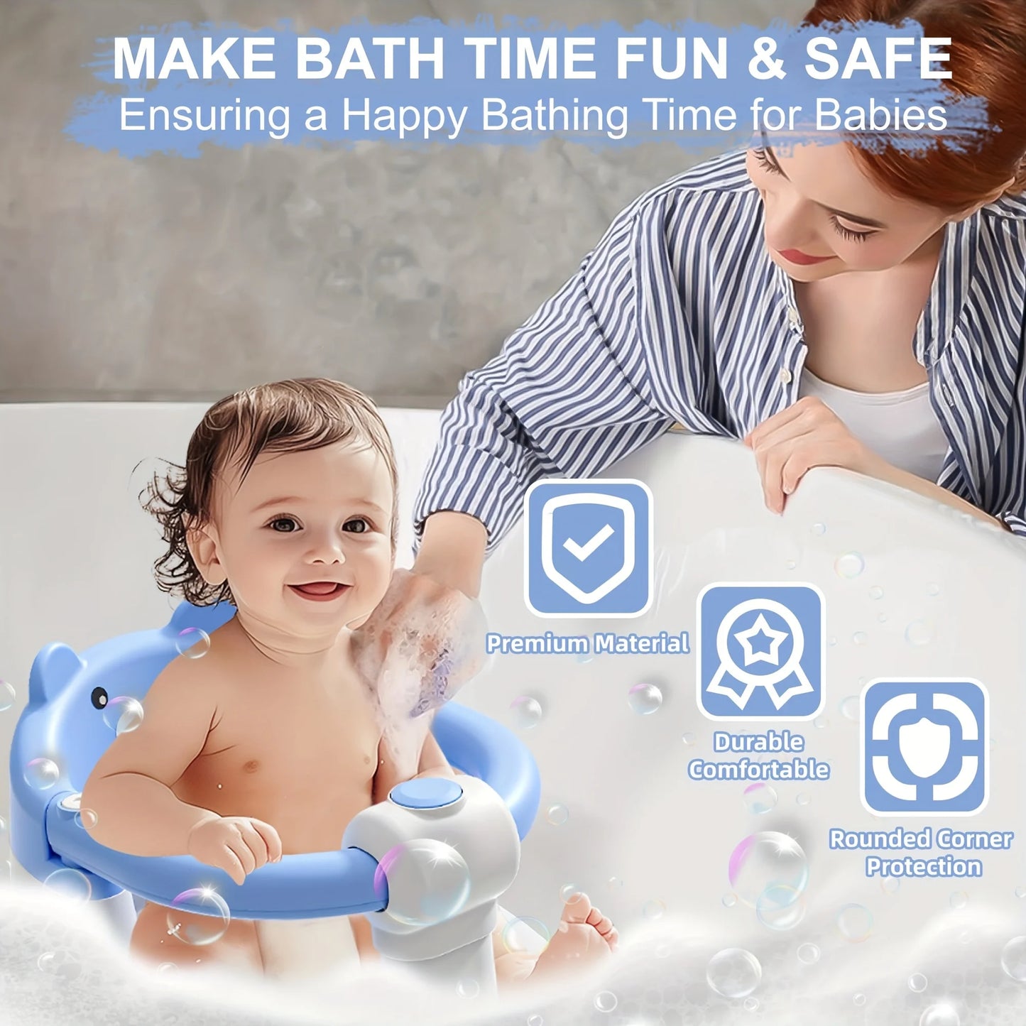 Baby Bath Seat Non Slip Infant Tub Chair With Suction