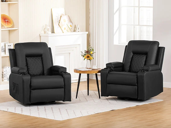Comhoma PU Leather Recliner Chair With Cup Holders And Pockets