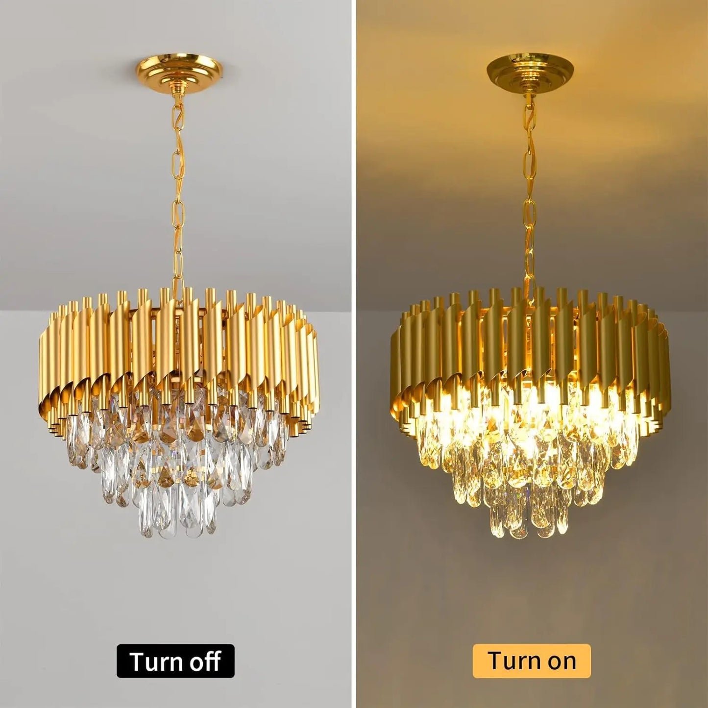 Three Tier K9 Crystal Chandelier Modern Finish For Dining Room