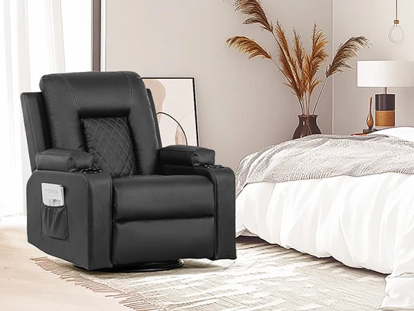 Comhoma PU Leather Recliner Chair With Cup Holders And Pockets