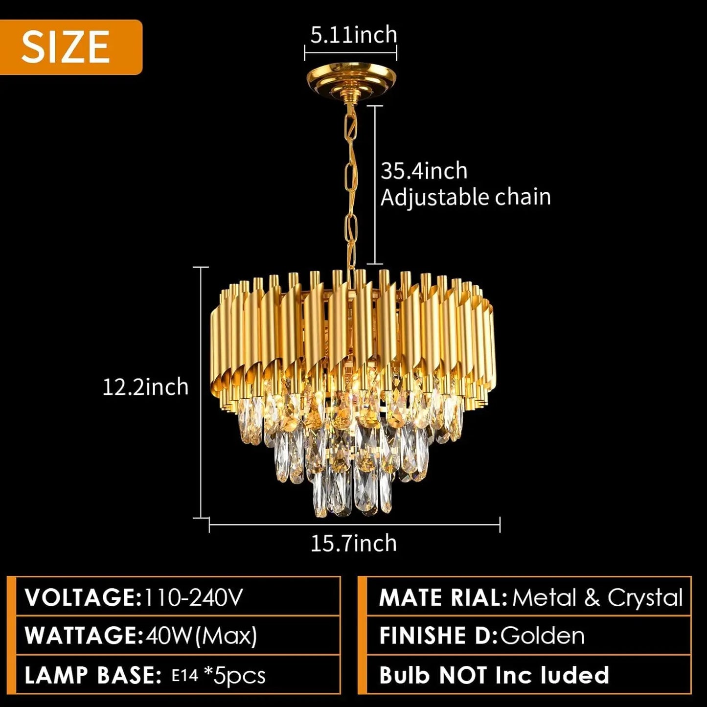 Three Tier K9 Crystal Chandelier Modern Finish For Dining Room