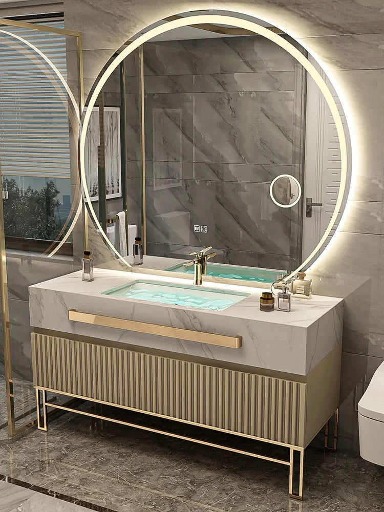 Luxurious Solid Wood Wall Mounted Bathroom Dressing Table Drawer Storage
