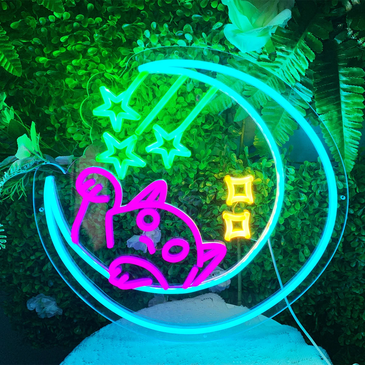 Meilcen Moon-Picking Cat LED Neon Light for Parties