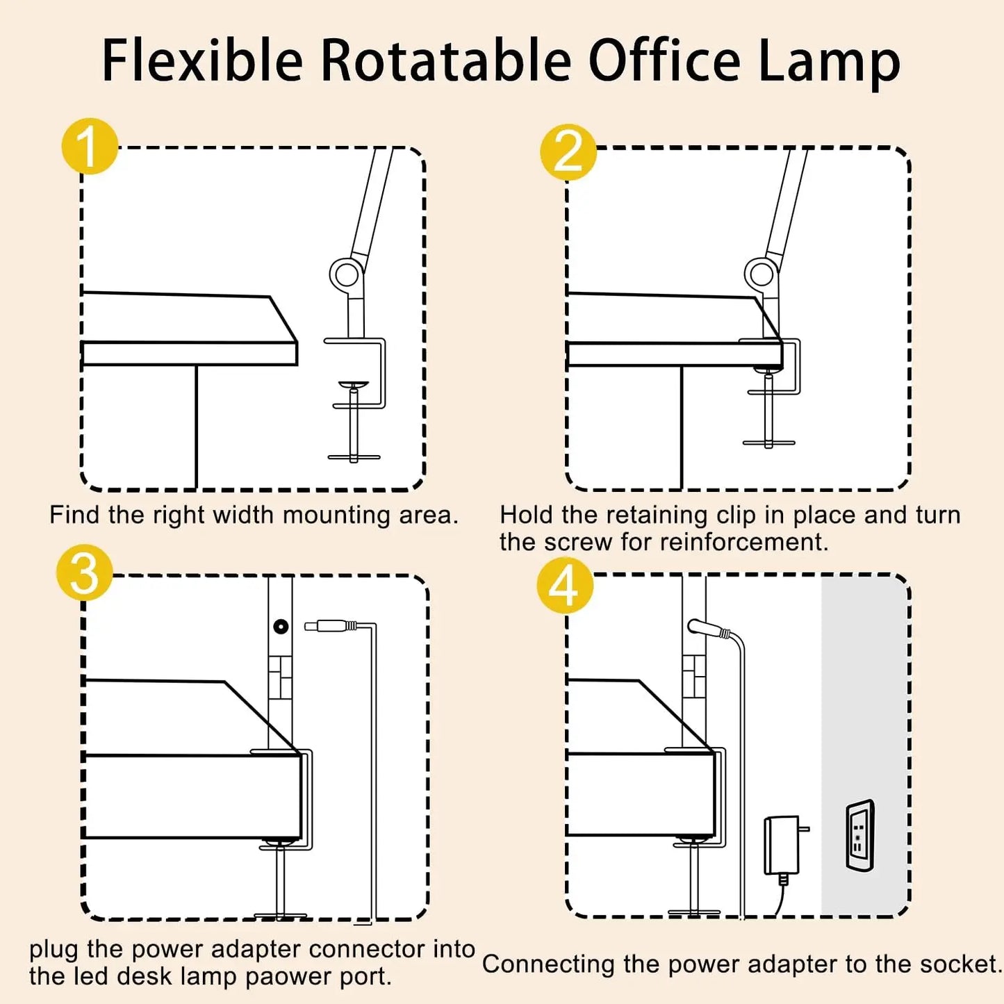 LED Desk Lamp With Clamp Flexible Swing Arm Brightness