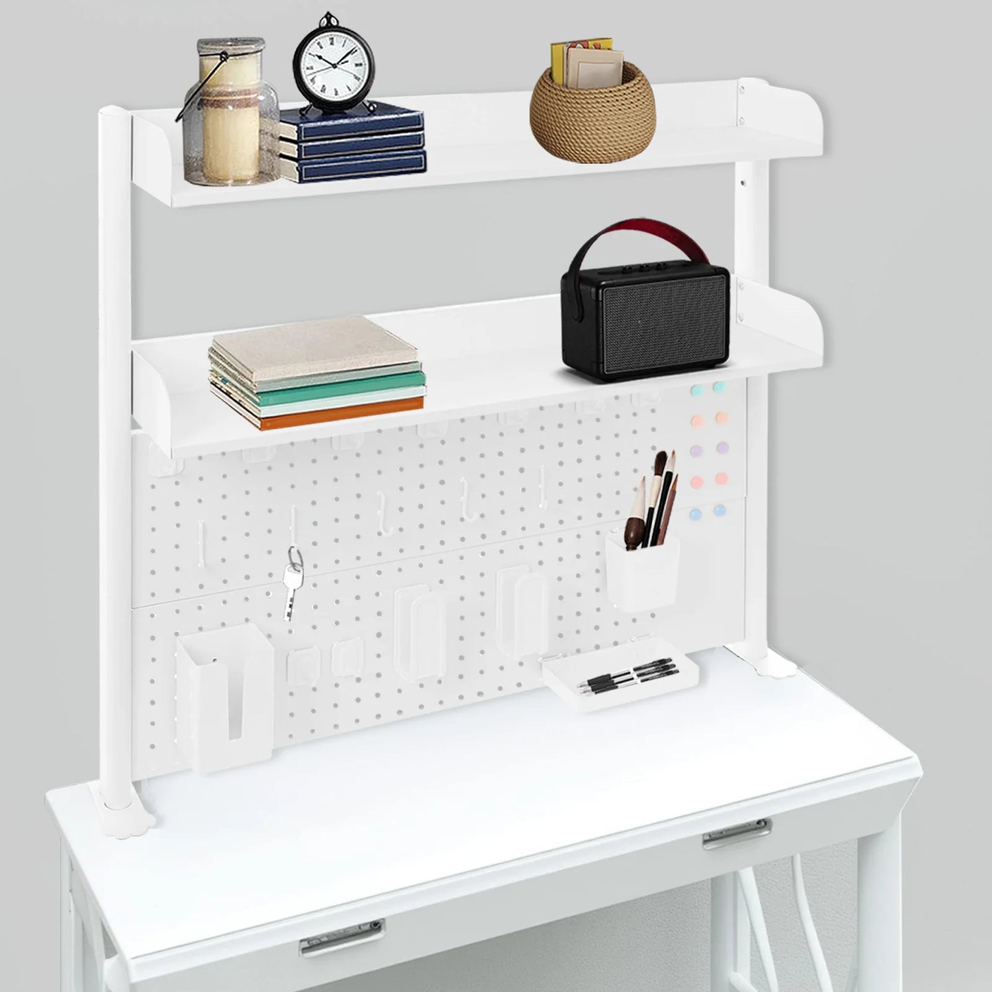 Bymaocar Clip On Desktop Bookshelf Organizer Two Tier Pegboard Shelf