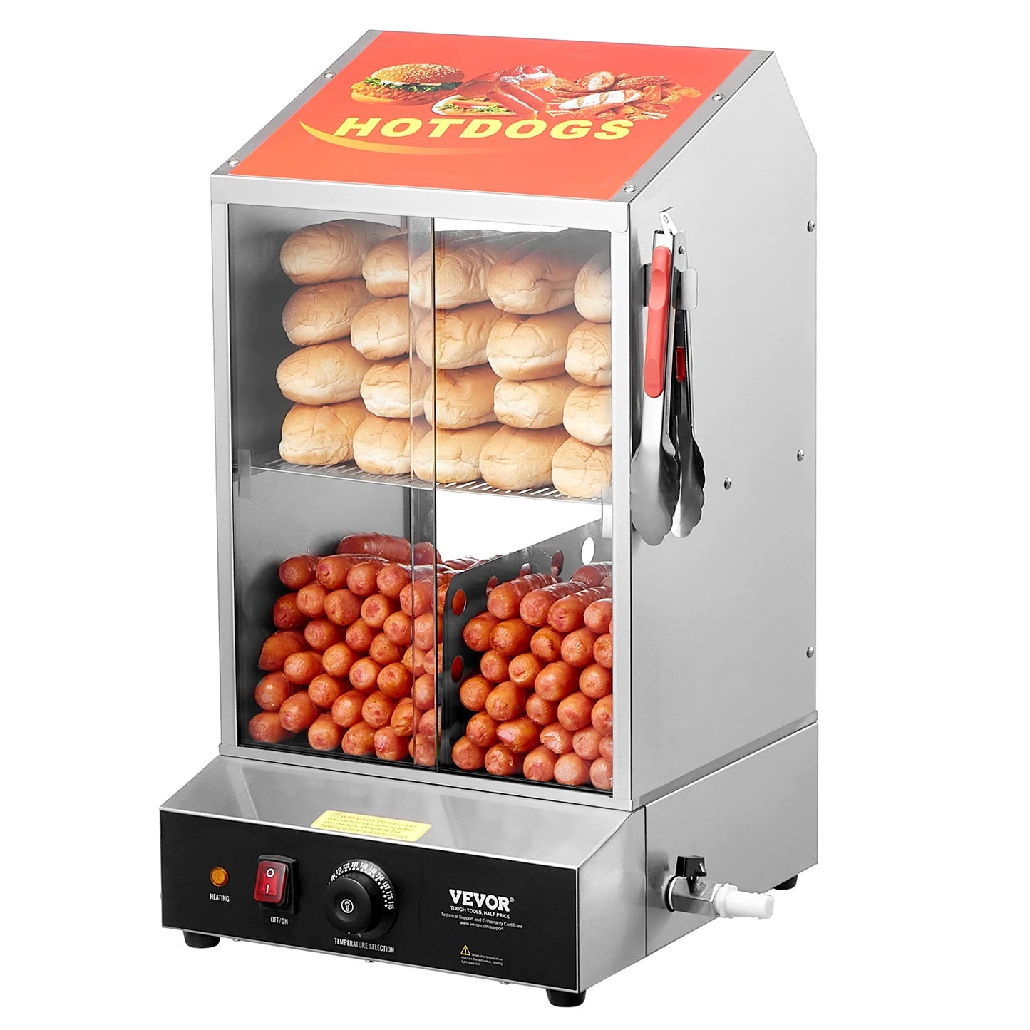 SucceBuy Two Tier Hot Dog Steamer With Temperature Control