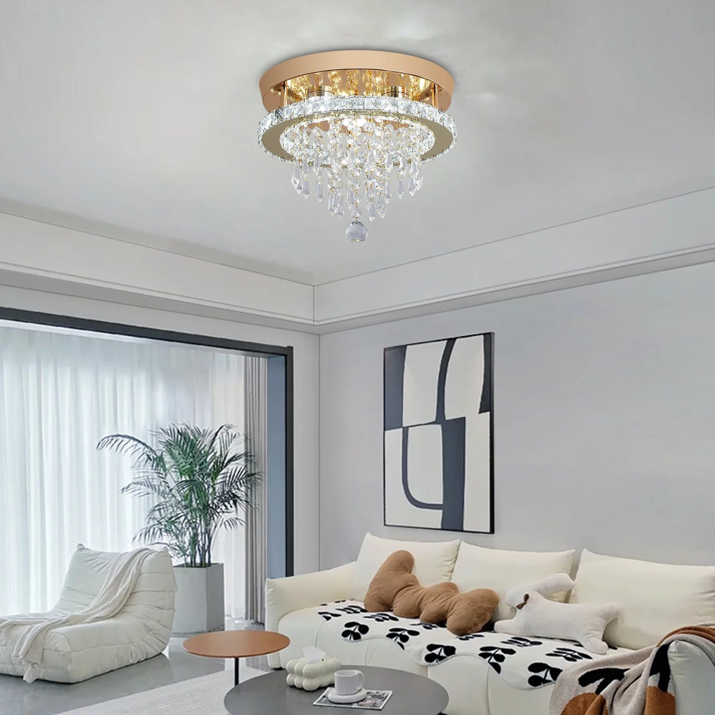 VETRULUS Crystal Chandelier LED Ceiling Light for Living Room