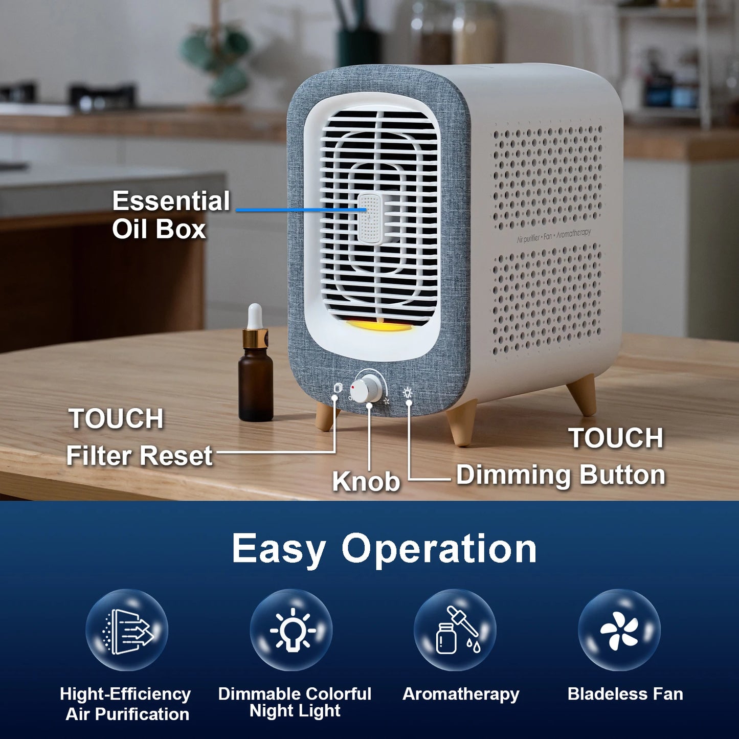 Jafanda Air Purifier for Home Bedroom With HEPA Activated Carbon