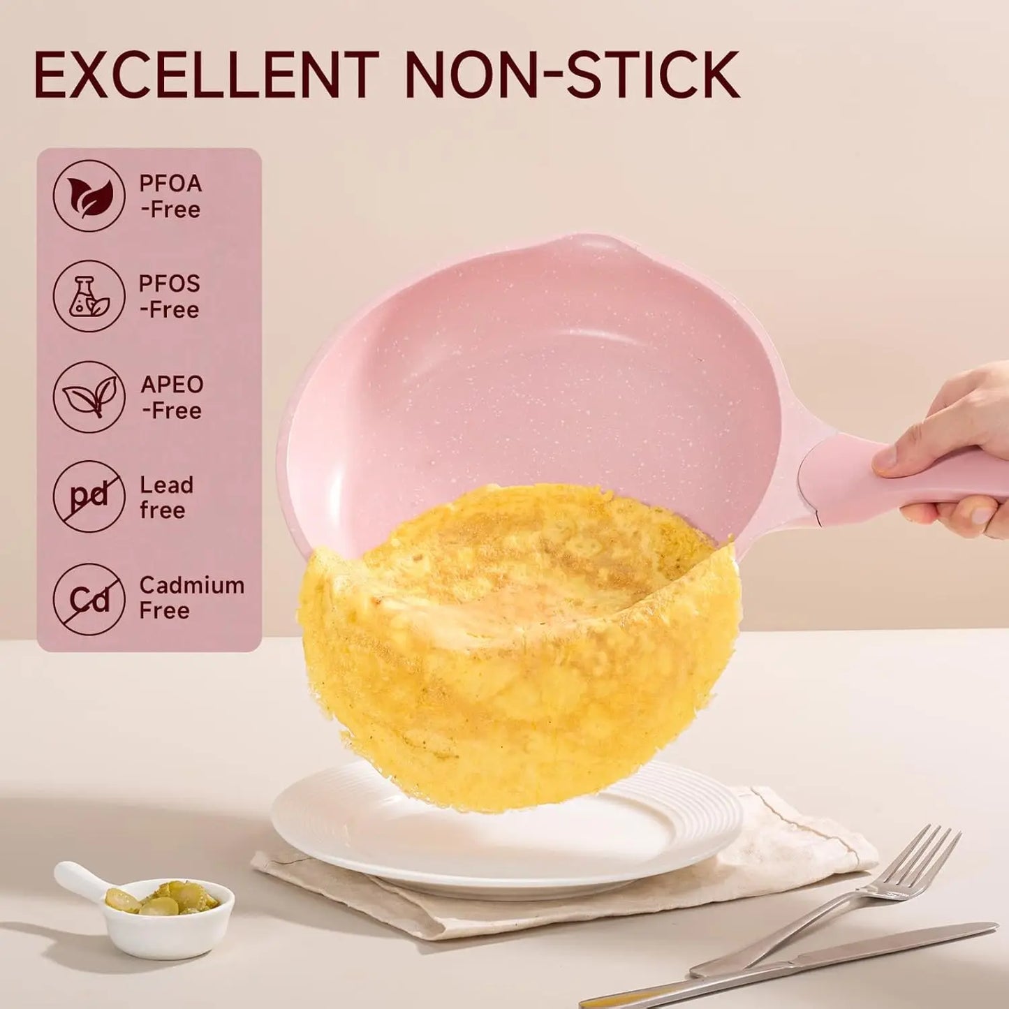 Nonstick 23-Piece Cookware Set Induction Safe Eco Friendly