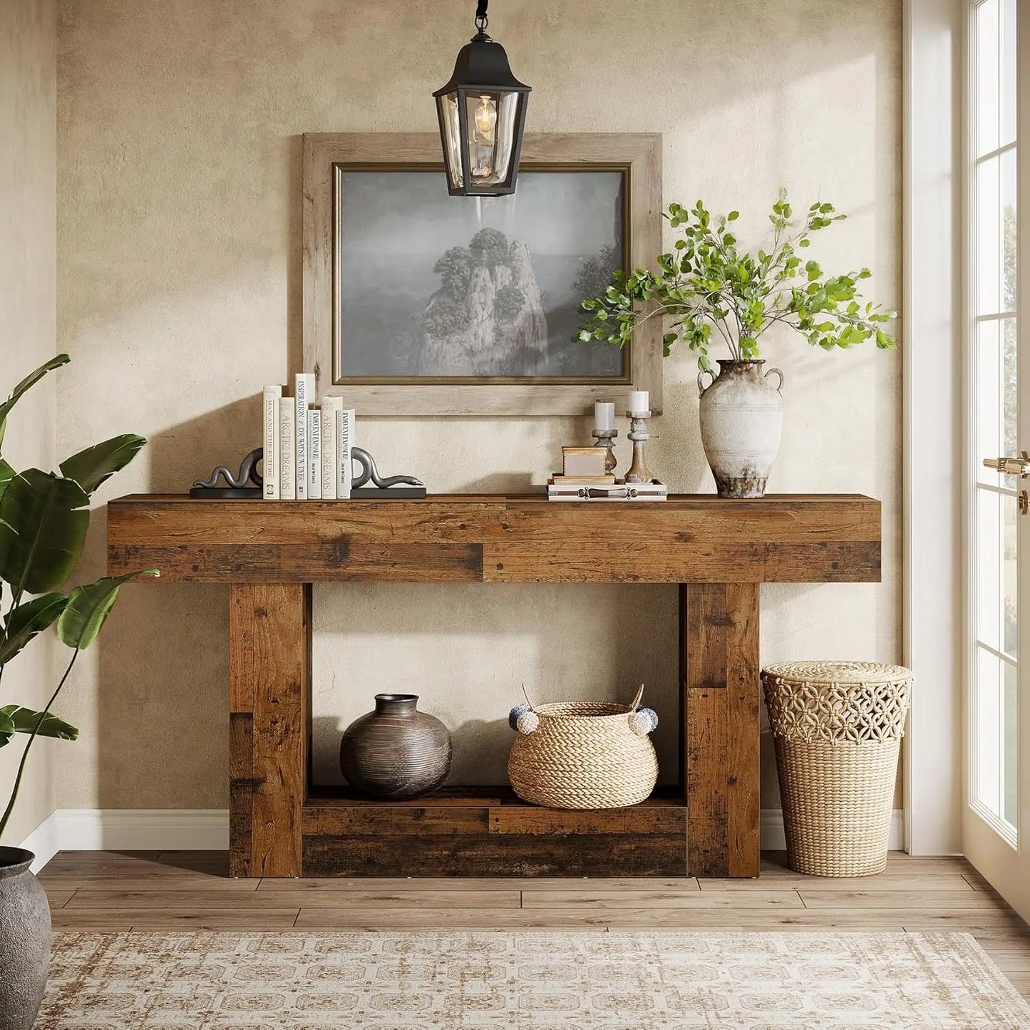 Tribesigns Farmhouse Console Table With U Shaped Base